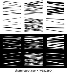 Set of abstract geometric elements with lines in black and white