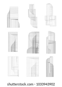 Set of abstract geometric  elements and shapes on white background. Sacred geometry, esoteric symbols. Use for banknote, currency, logos voucher or money design.