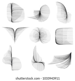 Set of abstract geometric  elements and shapes on white background. Sacred geometry, esoteric symbols. Use for banknote, currency, logos voucher or money design.