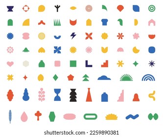 Conjunto de figuras geométricas abstractas. Formas y elementos de dibujos animados.