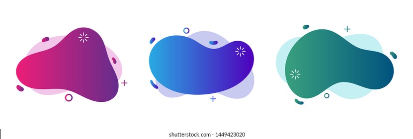 Set of abstract geometric fluid shape. Modern liquid shape graphic element for banner, flyer, logo, presentation, web and more