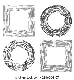 Set Abstract geometric frame border background. Design elements for cover page magazine, business flyer or poster. Gorgeous graphic pattern frame borders. Vector illustration eps 10 black white color