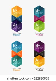 Set of abstract geometric hexagon design with options and text. Vector templates