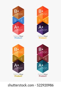 Conjunto de diseño abstracto de hexágono geométrico con opciones y texto. Plantillas de vectores