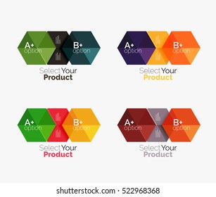 Set of abstract geometric hexagon design with options and text. Vector templates