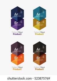 Set of abstract geometric hexagon design with options and text. Vector templates