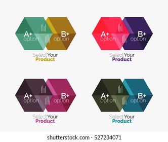 Set of abstract geometric hexagon design with options and text. Vector templates