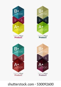 Conjunto de diseño abstracto de hexágono geométrico con opciones y texto. Plantillas de vectores