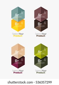 Set of abstract geometric hexagon design with options and text. Vector templates