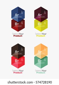 Set of abstract geometric hexagon design with options and text. Vector templates