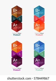 Conjunto de diseño abstracto de hexágono geométrico con opciones y texto. Plantillas de vectores