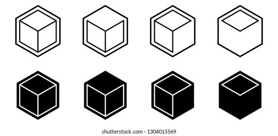 Set Abstract geometric hexagon icons, objects on a white background that can be moved, used in both design and website. Impossible concept. Brand logo. Company symbol