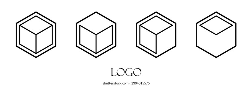 Set Abstract geometric hexagon icons, objects on a white background that can be moved, used in both design and website. Impossible concept. Brand logo. Company symbol