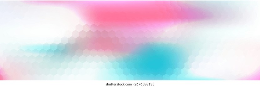 Set of abstract geometric hexagon pattern blue pink yellow and green background with copy space. Creative trendy color design templates. Vector illustration

