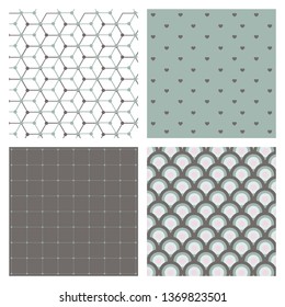 Set of Abstract geometric hipster fashion design print pattern