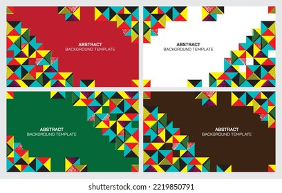 Set of abstract geometric illustration vidvid colors background punchy vector design with blank space. Funny colorful invitation template.