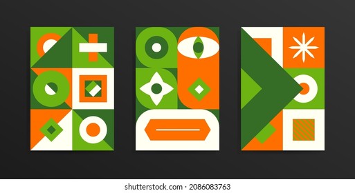 Set of abstract geometric illustrations for posters, advertisements, flyers, banners. Vector format.