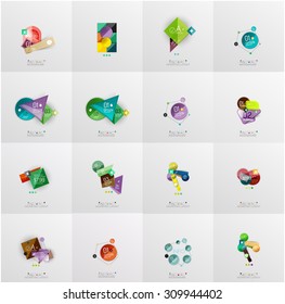 Conjunto de plantillas abstractas de banner de infografía geométrica. Presentaciones empresariales, antecedentes, infografías de opciones o diseños publicitarios