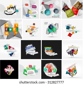 Set of abstract geometric infographic banner templates. Business presentations, backgrounds, option infographics or advertising layouts