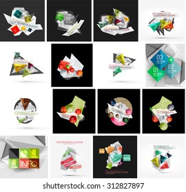 Set of abstract geometric infographic banner templates. Business presentations, backgrounds, option infographics or advertising layouts