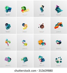 Conjunto de modelos de banner infográfico geométrico abstrato. Apresentações comerciais, planos de fundo, infográficos opcionais ou layouts de anúncios