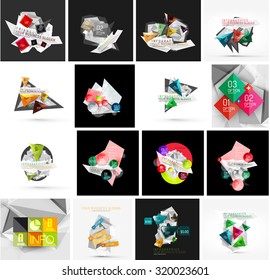 Conjunto de plantillas abstractas de banner de infografía geométrica. Presentaciones empresariales, antecedentes, infografías de opciones o diseños publicitarios
