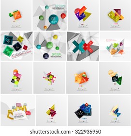 Conjunto de plantillas abstractas de banner de infografía geométrica. Presentaciones empresariales, antecedentes, infografías de opciones o diseños publicitarios