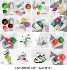 Conjunto de plantillas abstractas de banner de infografía geométrica. Presentaciones empresariales, antecedentes, infografías de opciones o diseños publicitarios
