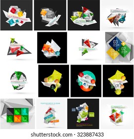Set of abstract geometric infographic banner templates. Business presentations, backgrounds, option infographics or advertising layouts