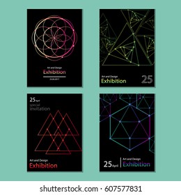 Set of abstract geometric invitation vector