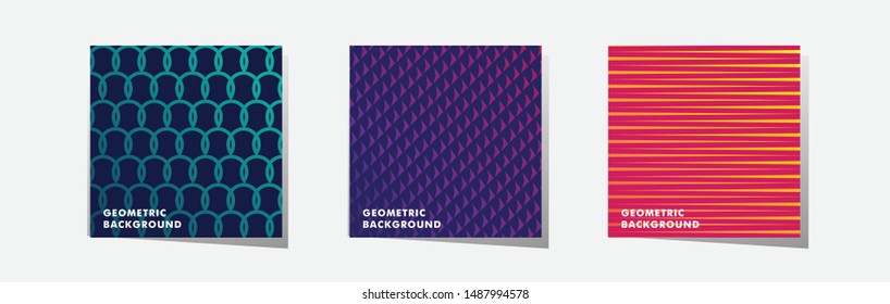 Set Abstract geometric line pattern background vector for cover, bussines brochure, design cover book, gradient color, banner, poster. vector-eps-10.