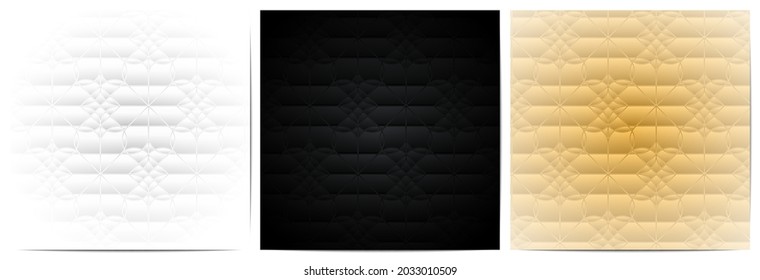   Set of abstract geometric lines floral pattern. Luxury with black,white and gold background design element
