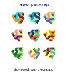 establezca el logotipo geométrico abstracto en un fondo blanco. Vector