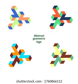 establezca el logotipo geométrico abstracto en un fondo blanco. Vector