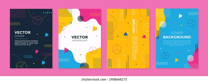 Set of abstract geometric memphis templates. Universal cover Designs for Annual Report, Brochures, Flyers, Presentations, Leaflet, Magazine. svg