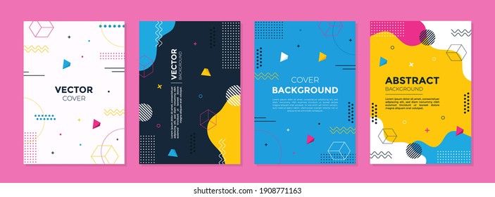 Set of abstract geometric memphis templates. Universal cover Designs for Annual Report, Brochures, Flyers, Presentations, Leaflet, Magazine.