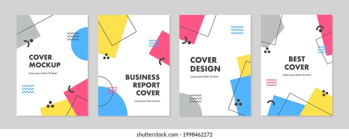 Satz abstrakter geometrischer Memphis-Vorlagen. Universal Cover Designs für den Jahresbericht, Broschüren, Flyer, Präsentationen, Broschüren, Magazine.