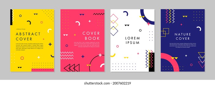 Set of abstract geometric memphis templates. Universal cover Designs for Annual Report, Brochures, Flyers, Presentations, Leaflet, Magazine.