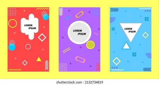 Set of abstract geometric memphis templates. Universal cover Designs for Annual Report, Brochures, Flyers, Presentations, Leaflet, Magazine.