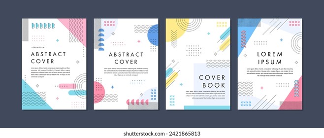 Set of abstract geometric memphis templates. Universal cover Designs for Annual Report, Brochures, Flyers, Presentations, Leaflet, Magazine