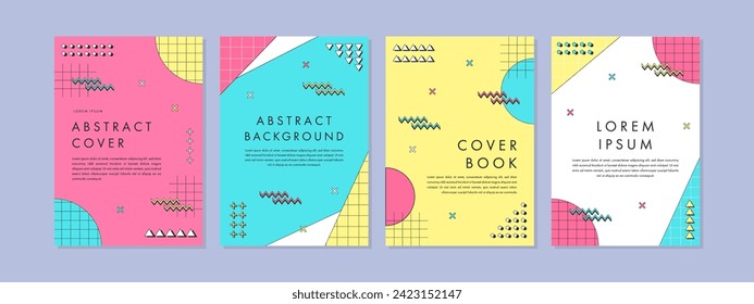 Set of abstract geometric memphis templates. Universal cover Designs for Annual Report, Brochures, Flyers, Presentations, Leaflet, Magazine