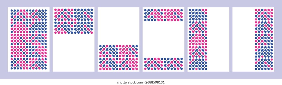 Conjunto de póster metaball geométrico Abstractas con puntos circulares conectados líquidos coloridos sobre fondo blanco. Formas del círculo del Vector, Elementos del Vector de la mancha de Morphing para la marca, empaquetado, cubierta, Fondo de pantalla