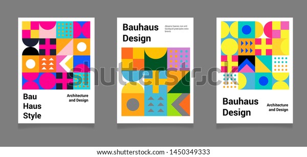 Set of abstract\
geometric minimal vector posters in neo-memphis/ bauhaus/ vaporwave\
style. Collection of retrofuturistic covers for club party, music\
concert, bar promo.