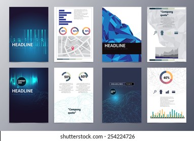 set of abstract geometric modern style  brochure template vector illustration for use as product presentation or company presentation infographic