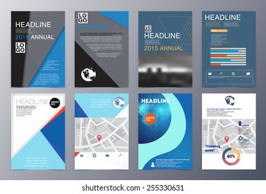 set of abstract geometric modern style  brochure template vector illustration for use as product presentation or company presentation infographic