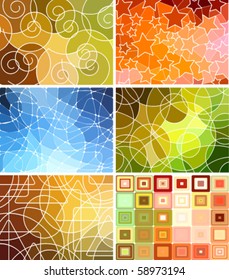 set of abstract geometric mosaic backgrounds