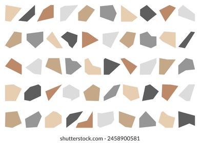 Set von abstrakten geometrischen Mosaik-Formen, Terrazzo. Vektorillustration isoliert auf weißem Hintergrund.