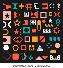 A set of abstract geometric objects for creating Bauhaus backgrounds, graphic concepts and more. Version number 2. Collection of vector images