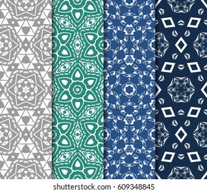 set of Abstract geometric ornament with floral details. Seamless. Vector illustration. for wallpaper, invitation, fabric textile