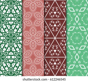 set of Abstract geometric ornament with floral details. Seamless. Vector illustration. for wallpaper, invitation, fabric textile